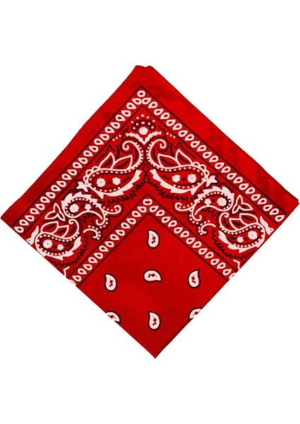 F Fityle Pamuk Paisley Kovboy Bandana Eşarp Kafa Wrap Saç Bandı Mendil Kırmızı (Yurt Dışından)