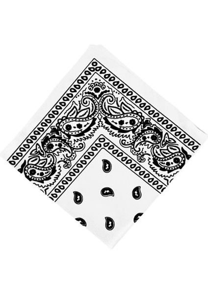 F Fityle 100% Pamuk Çift Taraflı Baskı Bandana Kafa Wrap Boyun Eşarp Bandı Beyaz (Yurt Dışından) fiyatları