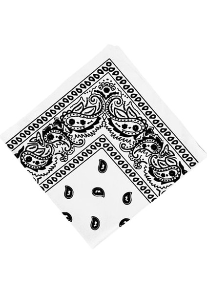 F Fityle 100% Pamuk Çift Taraflı Baskı Bandana Kafa Wrap Boyun Eşarp Bandı Beyaz (Yurt Dışından) modelleri