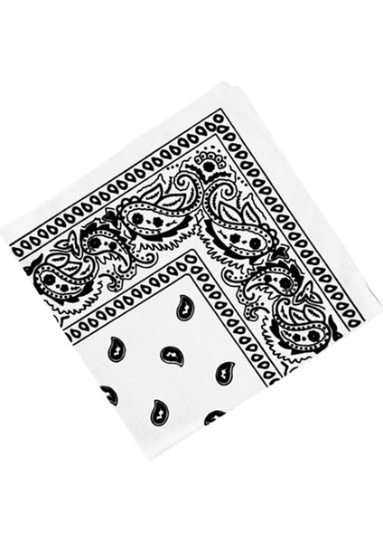 F Fityle 100% Pamuk Çift Taraflı Baskı Bandana Kafa Wrap Boyun Eşarp Bandı Beyaz (Yurt Dışından) indirimleri