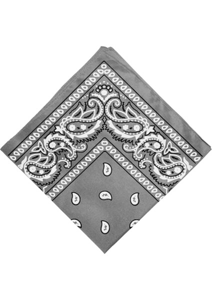 F Fityle Unisex Çift Taraflı Baskı Bandana Kafa Sarma Boyun Kafa Bandı Mendil Gri (Yurt Dışından)
