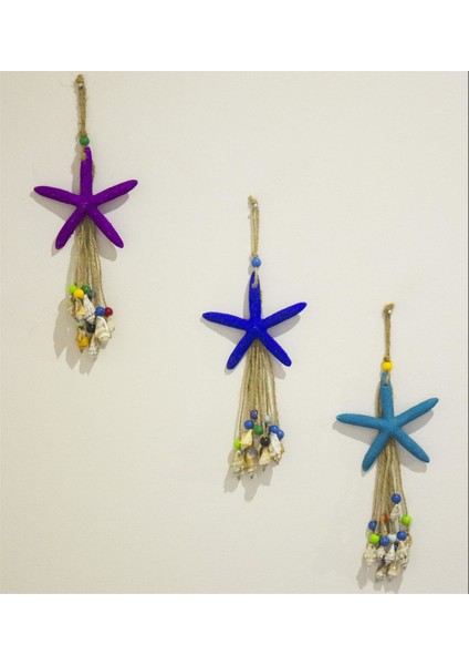 Antioch Artdesign Üçlü Deniz Yıldızı Deniz Kabuklu Duvar Bahçe Balkon Süsü Ev Dekor Hediyelik Eşya