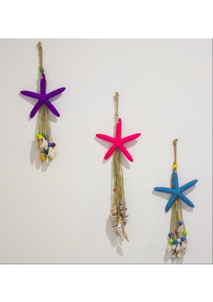Antioch Artdesign Üçlü Deniz Yıldızı Deniz Kabuklu Duvar Bahçe Balkon Süsü Ev Dekor Hediyelik Eşya
