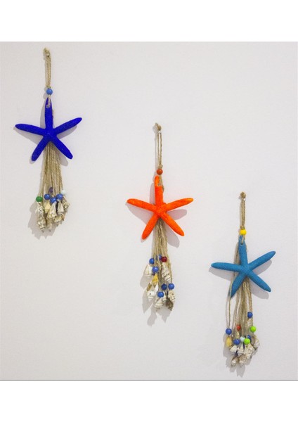 Antioch Artdesign Üçlü Deniz Yıldızı Deniz Kabuklu Duvar Bahçe Balkon Süsü Ev Dekor Hediyelik Eşya