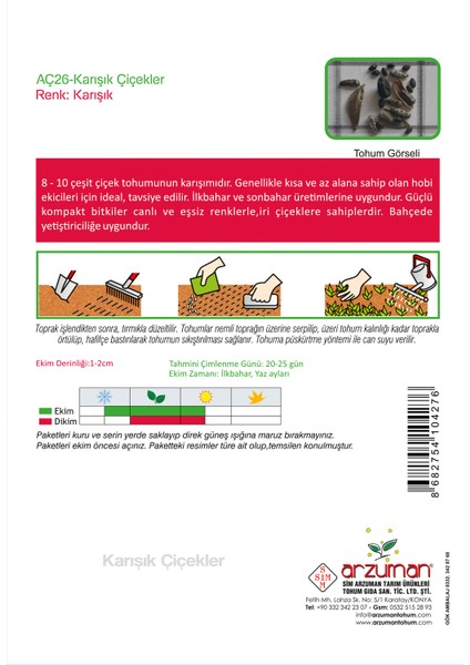 Karışık Çiçekler Çiçek Tohumu 50 Adet