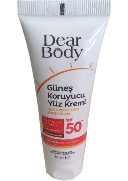 Dear Body Güneş Koruyucu Yüz Kremi Spf 50+ 60 ml