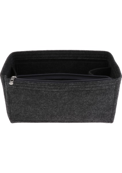 F Fityle Fermuarlı Çanta Keçe Keçe Çanta Kozmetik Makyaj Organizatör Çanta Çanta Derin Gri (Yurt Dışından)