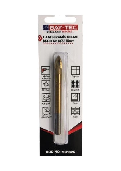 MU1826 Cam Seramik Delme Matkap Ucu 10 mm fiyatları