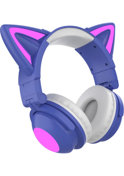 Aşırı Kulak Kulaklıklar Bluetooth 5.0, Kedi Kulağı ile Katlanabilir Stereo Kulaklık, Kulaklıklar, Dahili Mikrofon, Ev Ofisi Için Kablosuz Kulaklık - Mor (Yurt Dışından) fiyatları