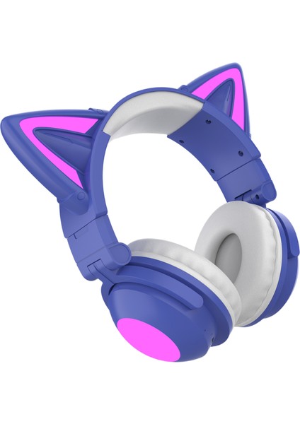 Aşırı Kulak Kulaklıklar Bluetooth 5.0, Kedi Kulağı ile Katlanabilir Stereo Kulaklık, Kulaklıklar, Dahili Mikrofon, Ev Ofisi Için Kablosuz Kulaklık - Mor (Yurt Dışından) modelleri