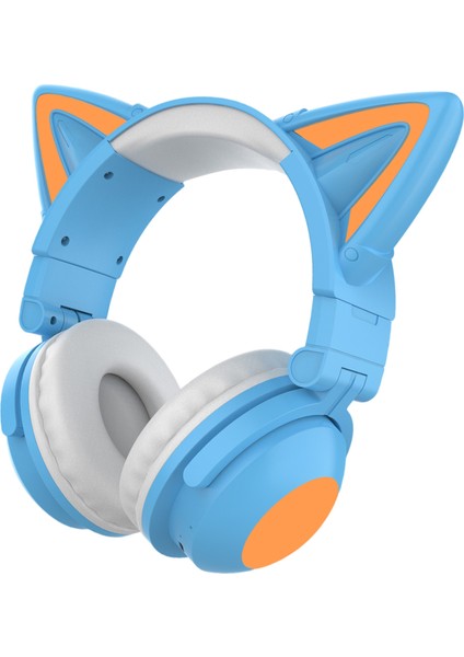 Aşırı Kulak Kulaklıklar Diş 5.0, Katlanabilir Stereo Kulaklık ile Kedi Kulak, Kulaklık, Dahili Mikrofon, Ev Ofis Için Kablosuz Kulaklık - Mavi (Yurt Dışından)