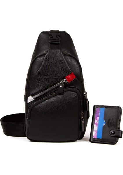 SUNI2023 USB Girişli Siyah Çapraz Çanta Bodybag