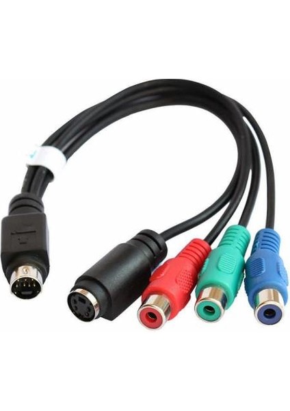 7 Pin Svıdeo 3 Rca + S-Video Sarı Kırmızı Mavi Yeşi 15 cm S Video