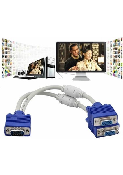 VGA Y Kablo VGA Splitter VGA Çoğaltıcı VGA 2 VGA Çoklayıcı