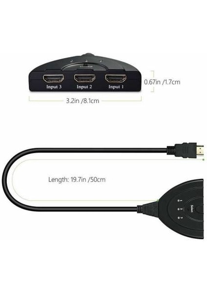 3 Port HDMI Swıtch 3lü HDMI Seçici HDMI Switch HDMI Switch
