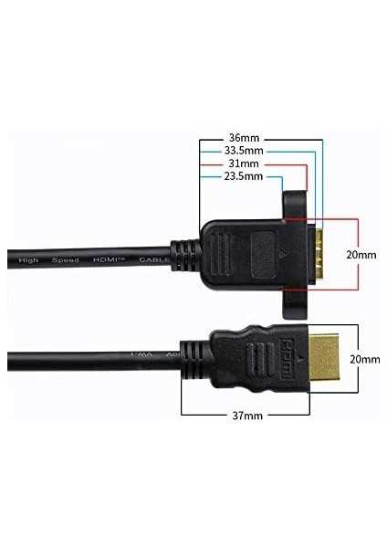 30 cm HDMI Uzatma Kablosu Dişi Erkek HDMI Vidalı Tip Panel HDMI