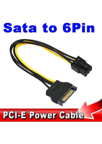 Sata To 6 Pin Power Kablo 6pin Atx 18AWG 15 cm fırsatları