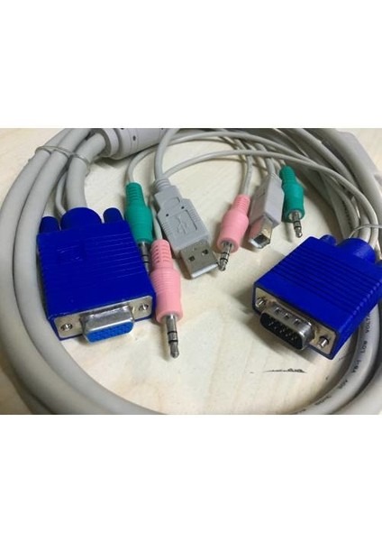 Kvm Swıtch Kablosu Dişi Erkek VGA + Stereo 3.5mm + USB A B Kwm fiyatları