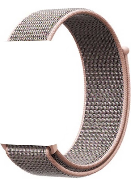 Apple Watch Uyumlu 38MM Kılıf Kumaş Cırtcırt Kordon Velcro Açık Pembe