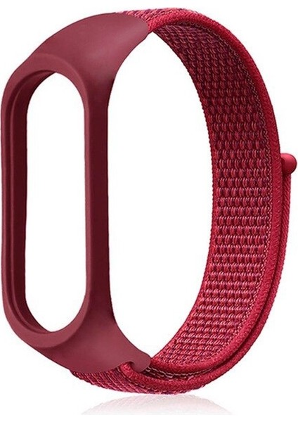 Xiaomi Mi Band 5 Kordon Kumaş Cırtcırt Kordon Velcro Kırmızı