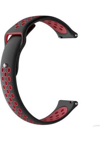 Samsung Galaxy Watch Active 2 40MM Kordon Delikli Çift Renk Silikon Kırmızı