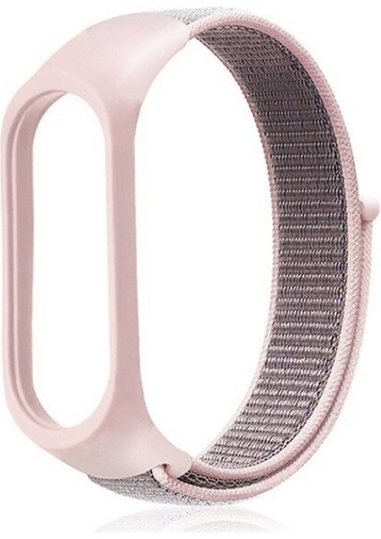 Xiaomi Mi Band 5 Kordon Kumaş Cırtcırt Kordon Velcro Pembe