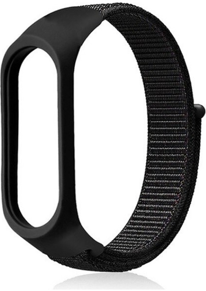 Xiaomi Mi Band 5 Kordon Kumaş Cırtcırt Kordon Velcro Siyah