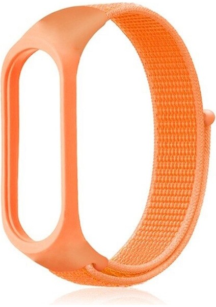 Xiaomi Mi Band 5 Kordon Kumaş Cırtcırt Kordon Velcro Turuncu