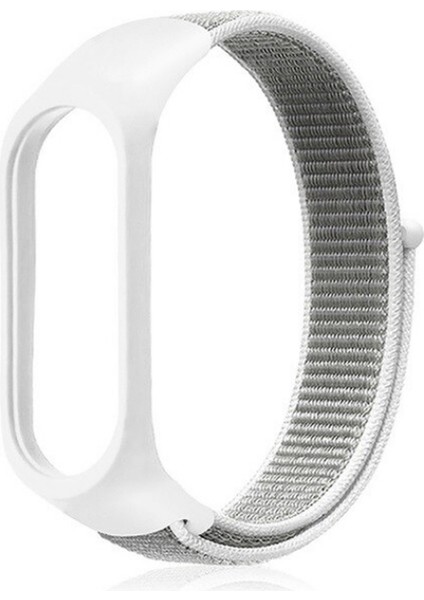 Xiaomi Mi Band 5 Kordon Kumaş Cırtcırt Kordon Velcro Beyaz