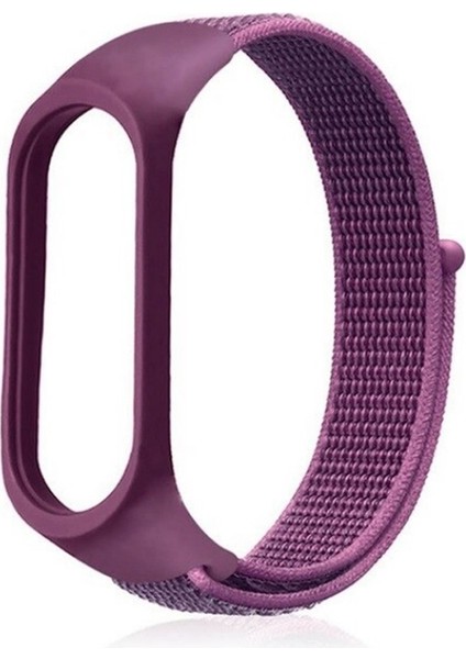 Xiaomi Mi Band 5 Kordon Kumaş Cırtcırt Kordon Velcro Mor