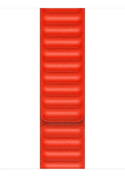 Apple Watch Uyumlu 6 40MM Kordon Deri Mıknatıslı Gizli Mıknatıslı Kırmızı