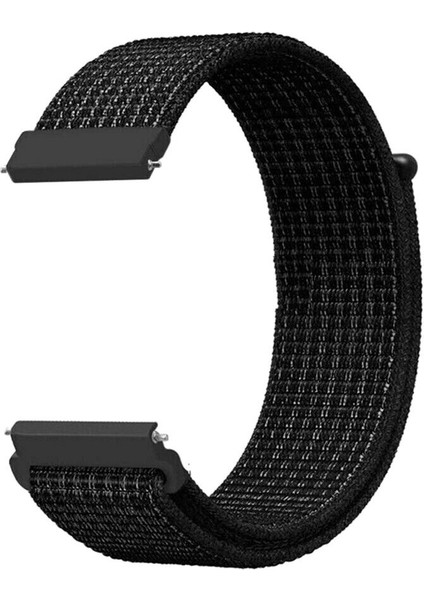 Oppo Watch 46MM Kordon Kumaş Cırtcırt Kordon Siyah