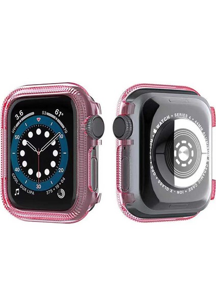 Apple Watch Uyumlu Series 3 4 5 6 38MM Kordon Önü Arkası Açık Renkli Silikon Pembe
