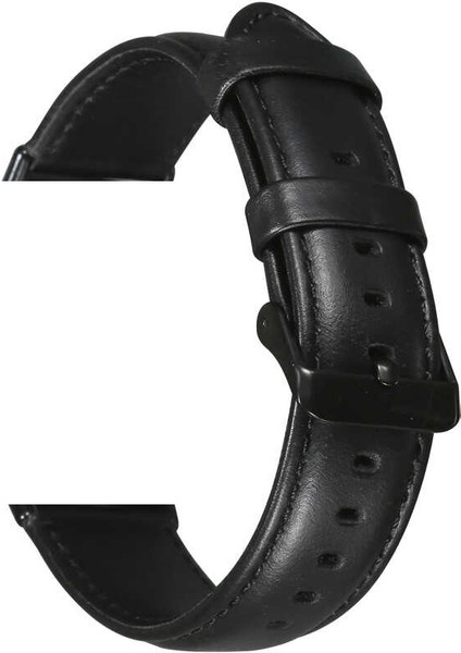 Apple Watch Uyumlu 6 40MM Kordon Deri Dikişli Watch Uyumluband Siyah