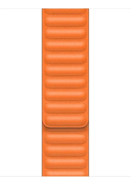 Apple Watch Uyumlu Se 44MM Kordon Deri Mıknatıslı Gizli Mıknatıslı Turuncu