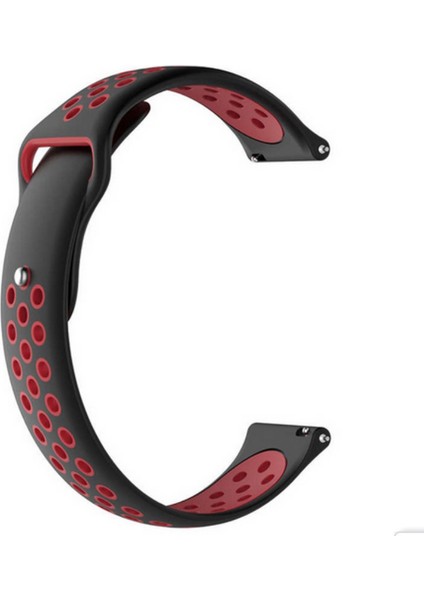 Samsung Galaxy Watch 4 42MM Kordon Delikli Çift Renk Silikon Bordo