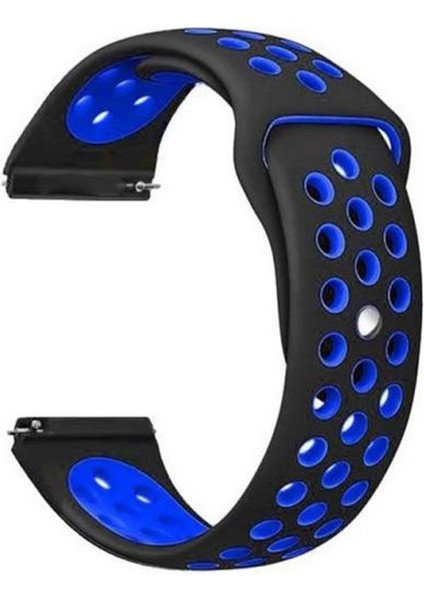 Google Ticwatch S2 Wear Os Kordon Delikli Çift Renk Silikon Mavi