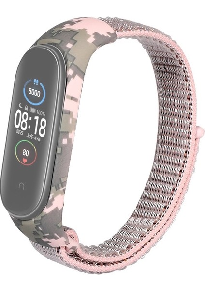 Xiaomi Mi Band 3 4 Kılıf Kumaş Cırtcırt Kamuflaj Desenli Bronz