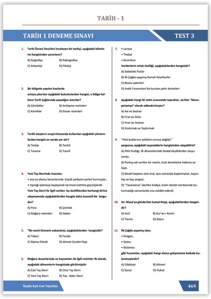 Açık Öğretim Lisesi 1. Dönem Tüm Dersler Yardımcı Ders Kitabı