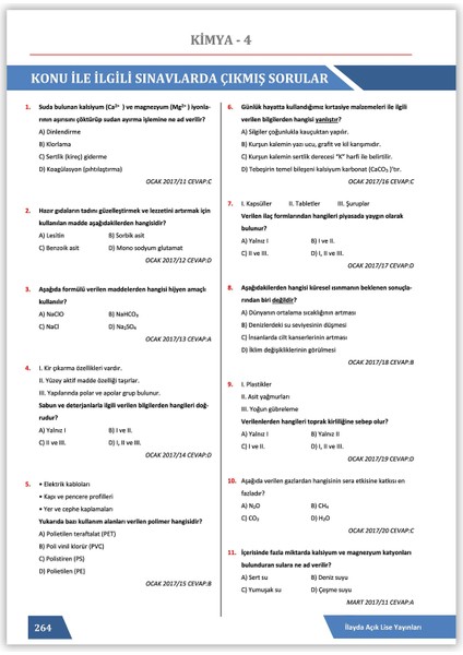 İlayda Açık Öğretim Lisesi 4. Dönem Tüm Dersler Yardımcı Ders Kitabı