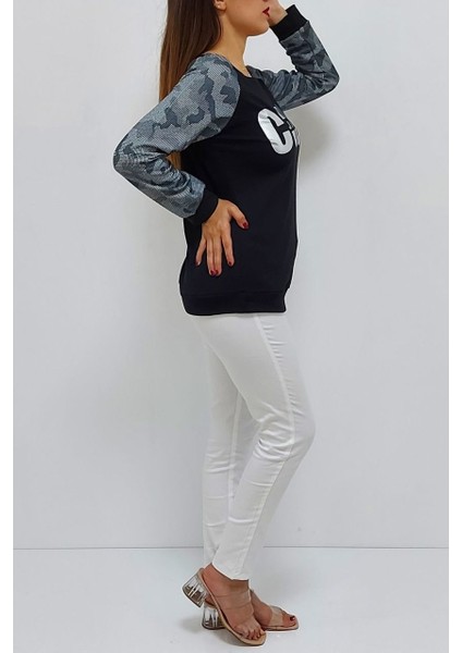 Cool Baskılı Sweatshirt Siyah