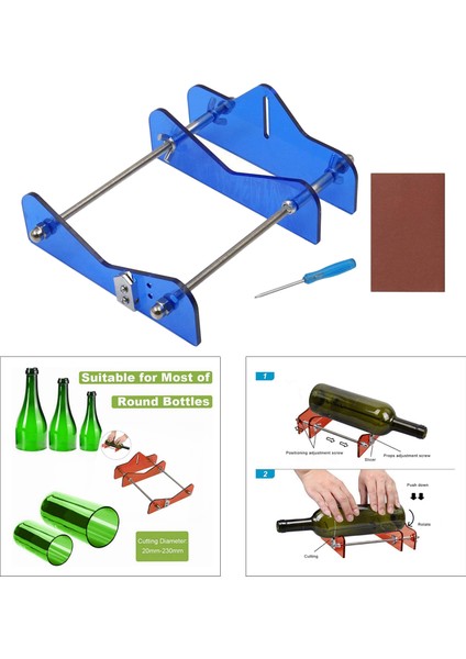 F Fityle Cam Kesici Cam Kesici Aracı Şişeler Kesme Cam Şişe Kesici Mavi (Yurt Dışından)