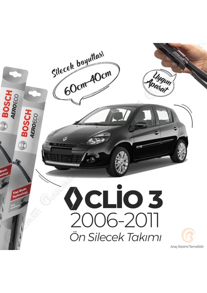 Renault Clio 3 Muz Silecek Takımı (2006-2011) Bosch Aeroeco