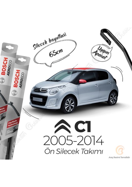 Citroen C1 Muz Silecek Takımı (2005-2013) Bosch Aeroeco