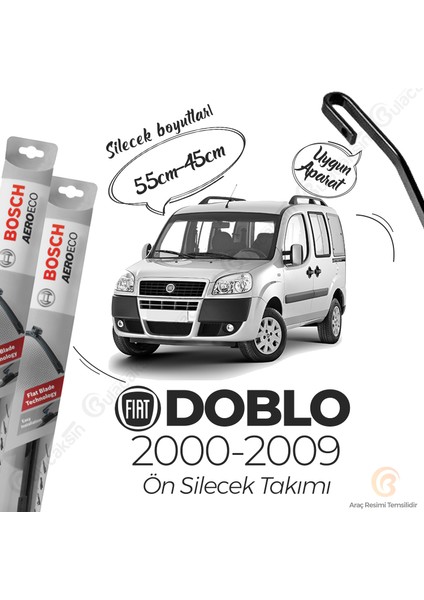 Fiat Doblo Muz Silecek Takımı (2000-2009) Bosch Aeroeco