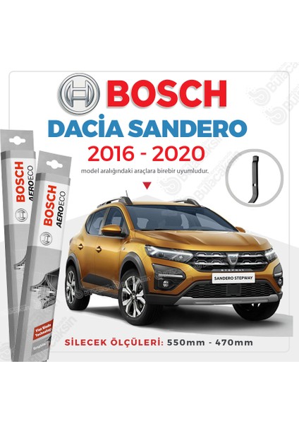 Dacia Sandero Muz Silecek Takımı (2016-2020) Bosch Aeroeco
