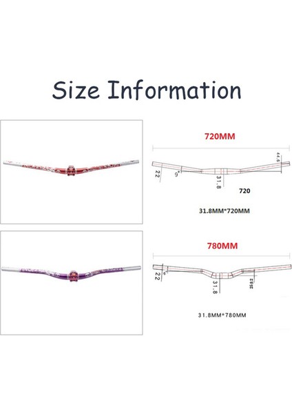 720 / 780MM Dağ Bisikleti Gidonları 31.8mm Hafif Bisiklet Yükseltici Bar - Siyah Siyah 720MM (Yurt Dışından)