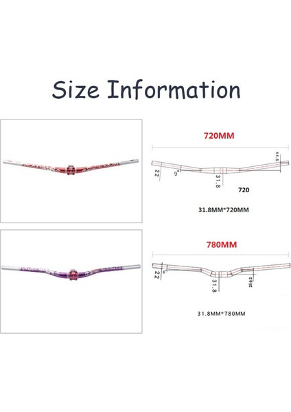 720MM / 780MM Dağ Bisikleti Gidon 31.8mm Hafif Bisiklet Yükseltici Bar Ekstra Uzun Yokuş Aşağı Bisiklet Yarışı Yol Katlanır Bisikletler Için - Yeşil 780MM