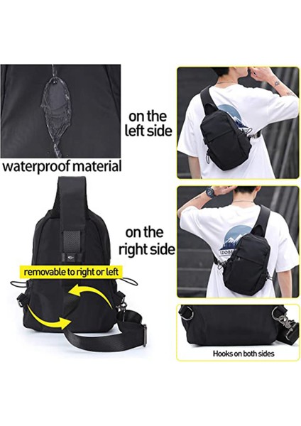 F Fityle Erkek Göğüs Çantası Omuz Paketi USB Şarj Spor Crossbody Çanta Su Geçirmez (Yurt Dışından) fırsatları