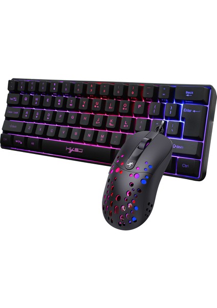 Mekanik Kablolu Klavye Rgb Arkadan Aydınlatmalı Çok Renkli 61 Tuşlar USB Arabirimi Gamers Pc Dizüstü Bilgisayarlar Için Yüksek Düşük Anahtar Tasarım - Klavye Mouse Combo (Yurt Dışından)